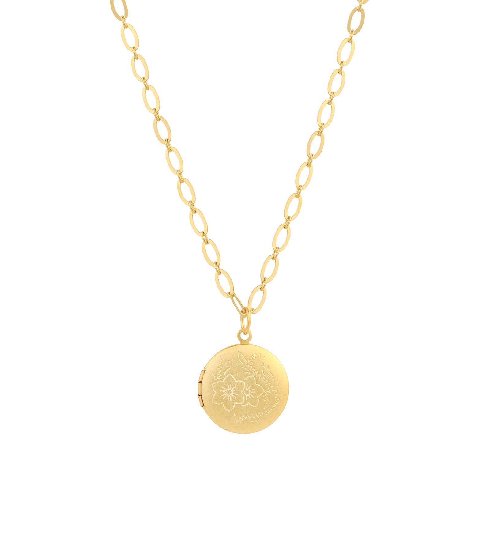 La Vie Parisienne-Round Locket-Necklaces-14k Gold Plated-Blue Ruby Jewellery-Vancouver Canada