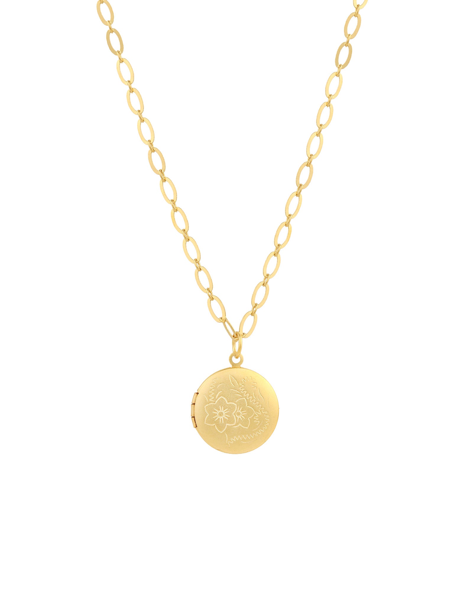 La Vie Parisienne-Round Locket-Necklaces-14k Gold Plated-Blue Ruby Jewellery-Vancouver Canada