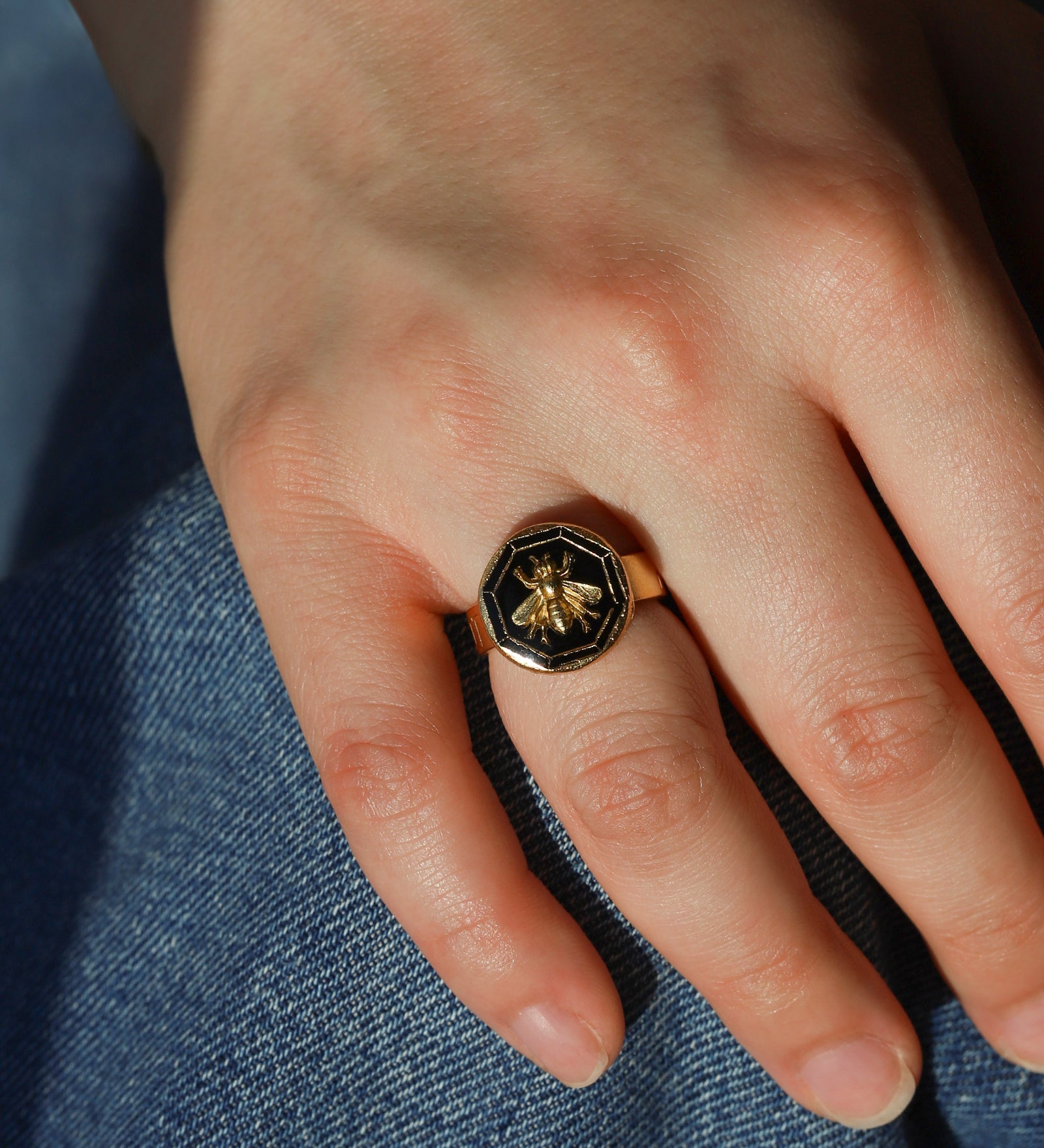 La Vie Parisienne-Enamel Bee Ring-Rings-Blue Ruby Jewellery-Vancouver Canada