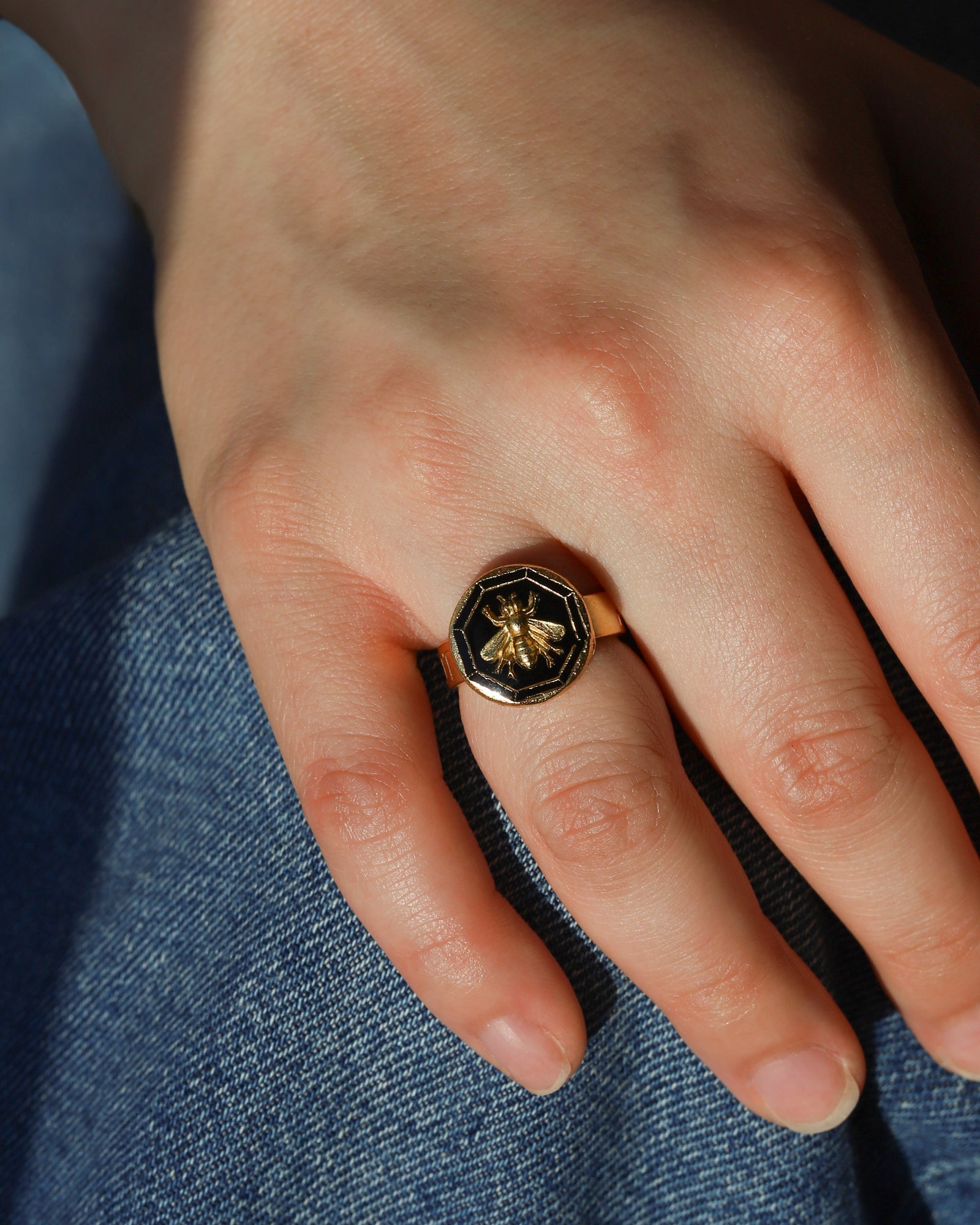 La Vie Parisienne-Enamel Bee Ring-Rings-Blue Ruby Jewellery-Vancouver Canada
