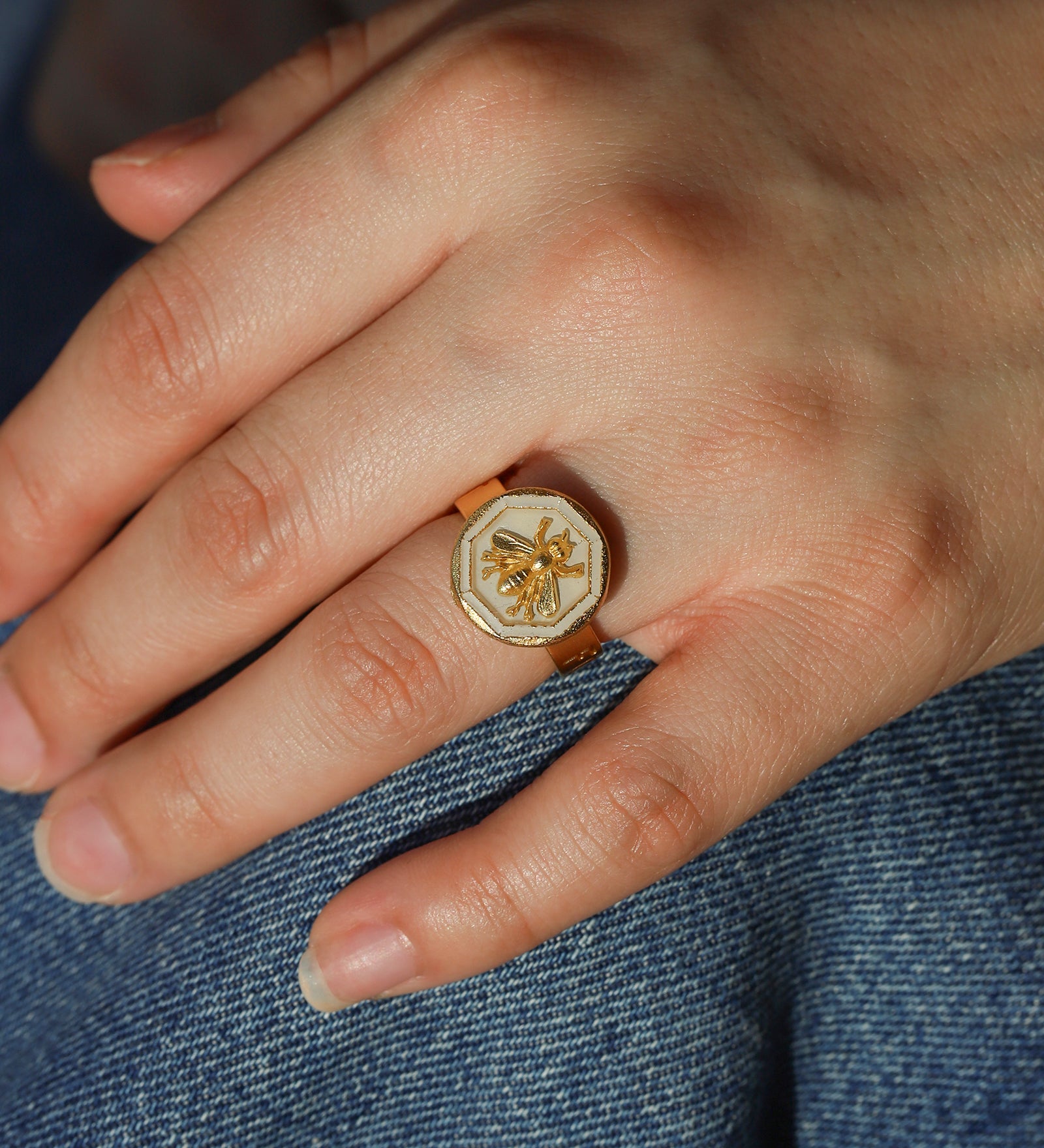 La Vie Parisienne-Enamel Bee Ring-Rings-Blue Ruby Jewellery-Vancouver Canada