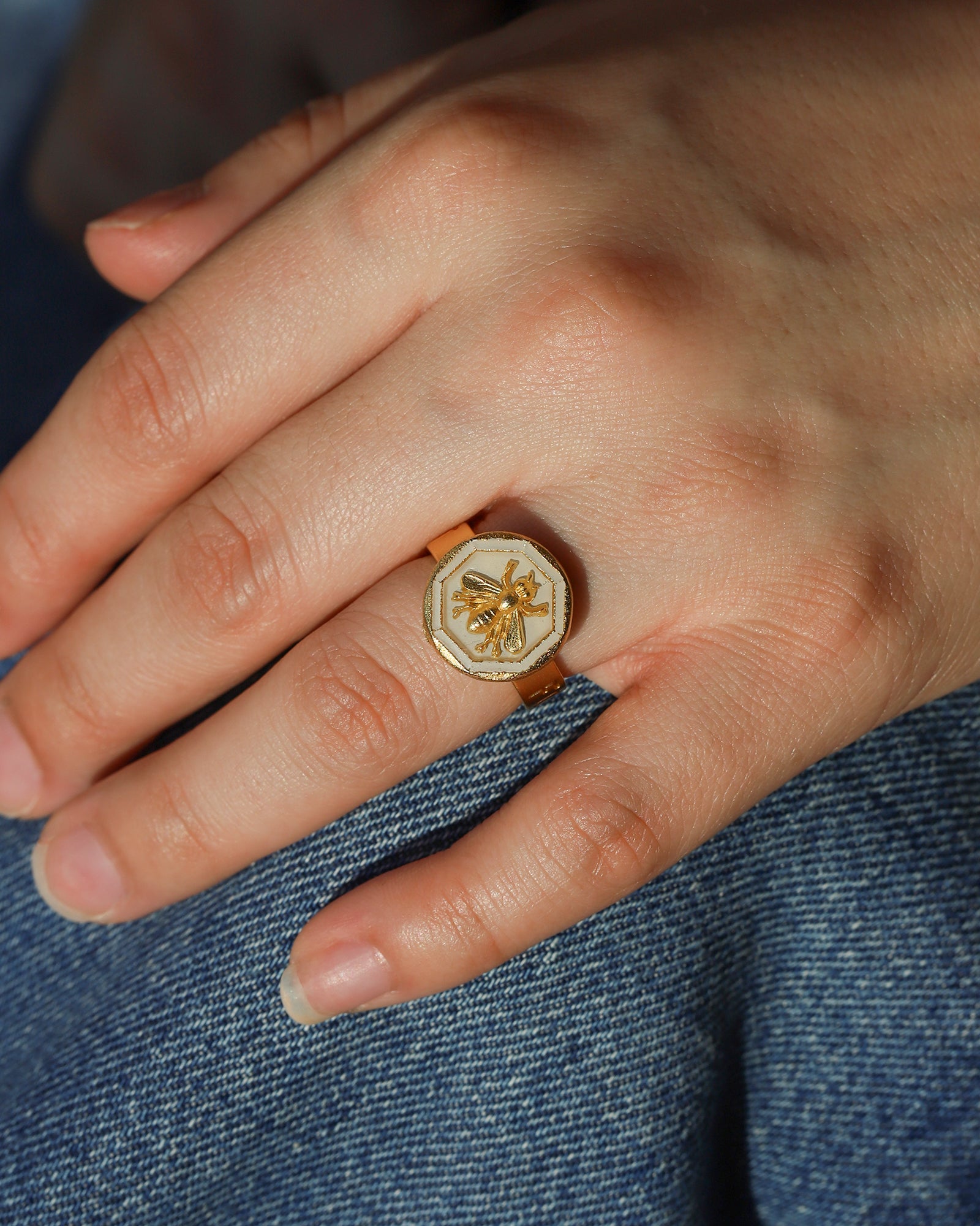 La Vie Parisienne-Enamel Bee Ring-Rings-Blue Ruby Jewellery-Vancouver Canada