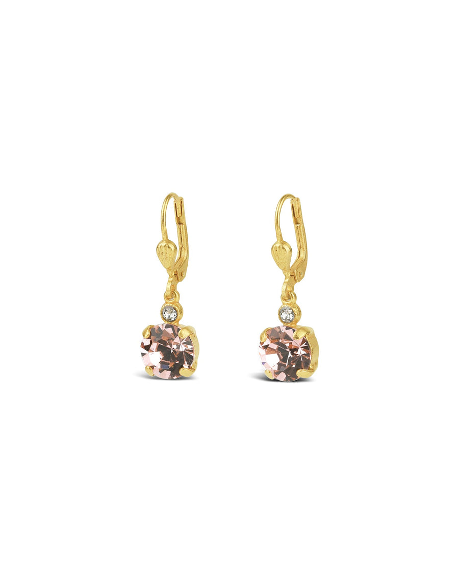La Vie Parisienne-Round Crystal Hooks | 8mm-Earrings-14k Gold Plated, Blush Crystal-Blue Ruby Jewellery-Vancouver Canada