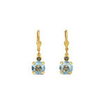 La Vie Parisienne-Round Crystal Hooks | 8mm-Earrings-14k Gold Plated, Moonlight Crystal-Blue Ruby Jewellery-Vancouver Canada