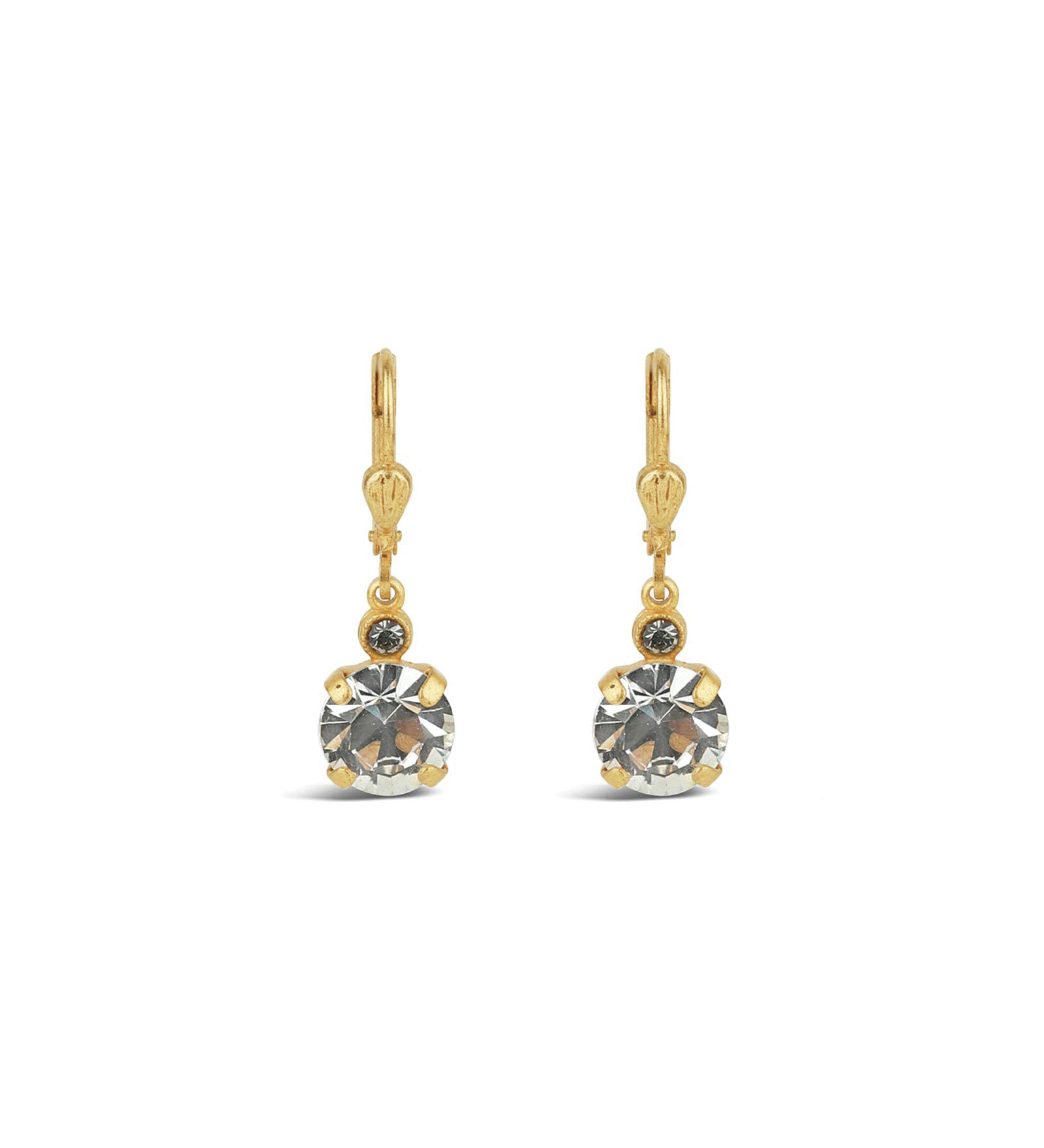 Round Crystal Hooks | 8mm 14k Gold Plated, White Crystal