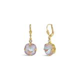 La Vie Parisienne-Round Crystal Hooks | 13mm-Earrings-14k Gold Plated, Dusty Pink Crystal-Blue Ruby Jewellery-Vancouver Canada