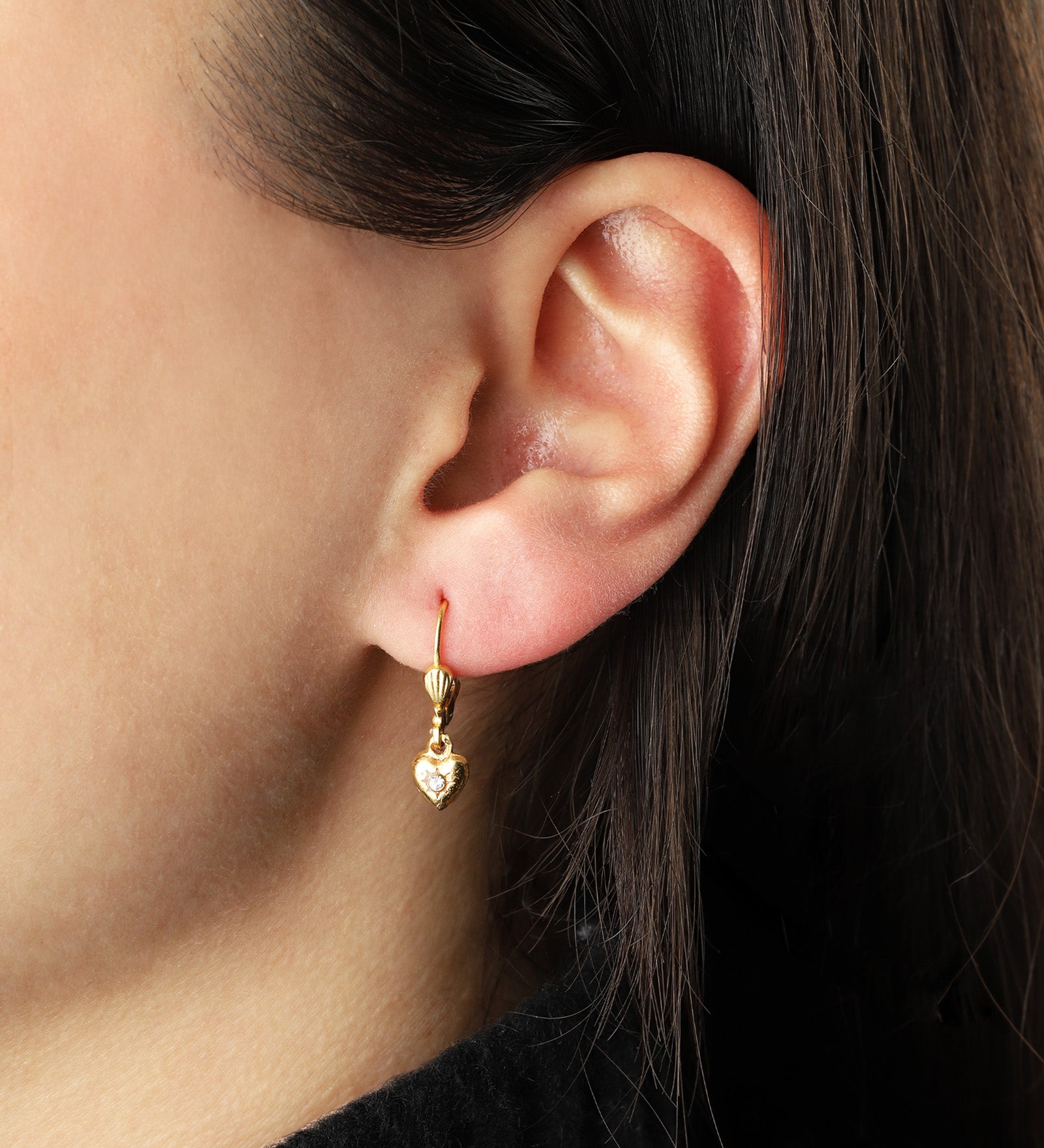 La Vie Parisienne-Tiny Heart Charm Huggies-Earrings-Blue Ruby Jewellery-Vancouver Canada