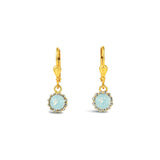 La Vie Parisienne-Round Halo Pavé Hooks | 7mm-Earrings-14k Gold Plated, White Opal Crystal-Blue Ruby Jewellery-Vancouver Canada