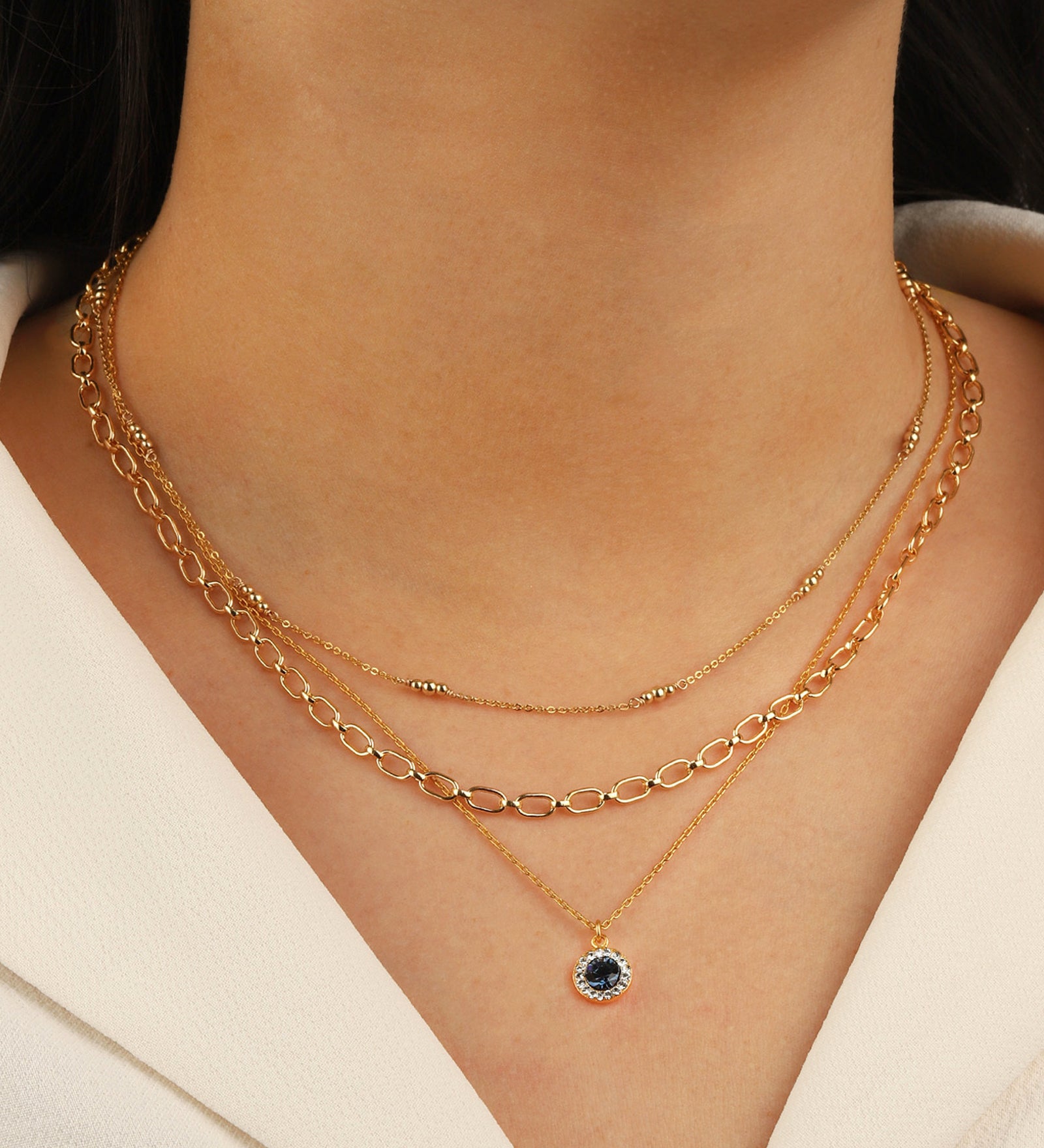 La Vie Parisienne-Round Pavé Halo Necklace-Necklaces-Blue Ruby Jewellery-Vancouver Canada