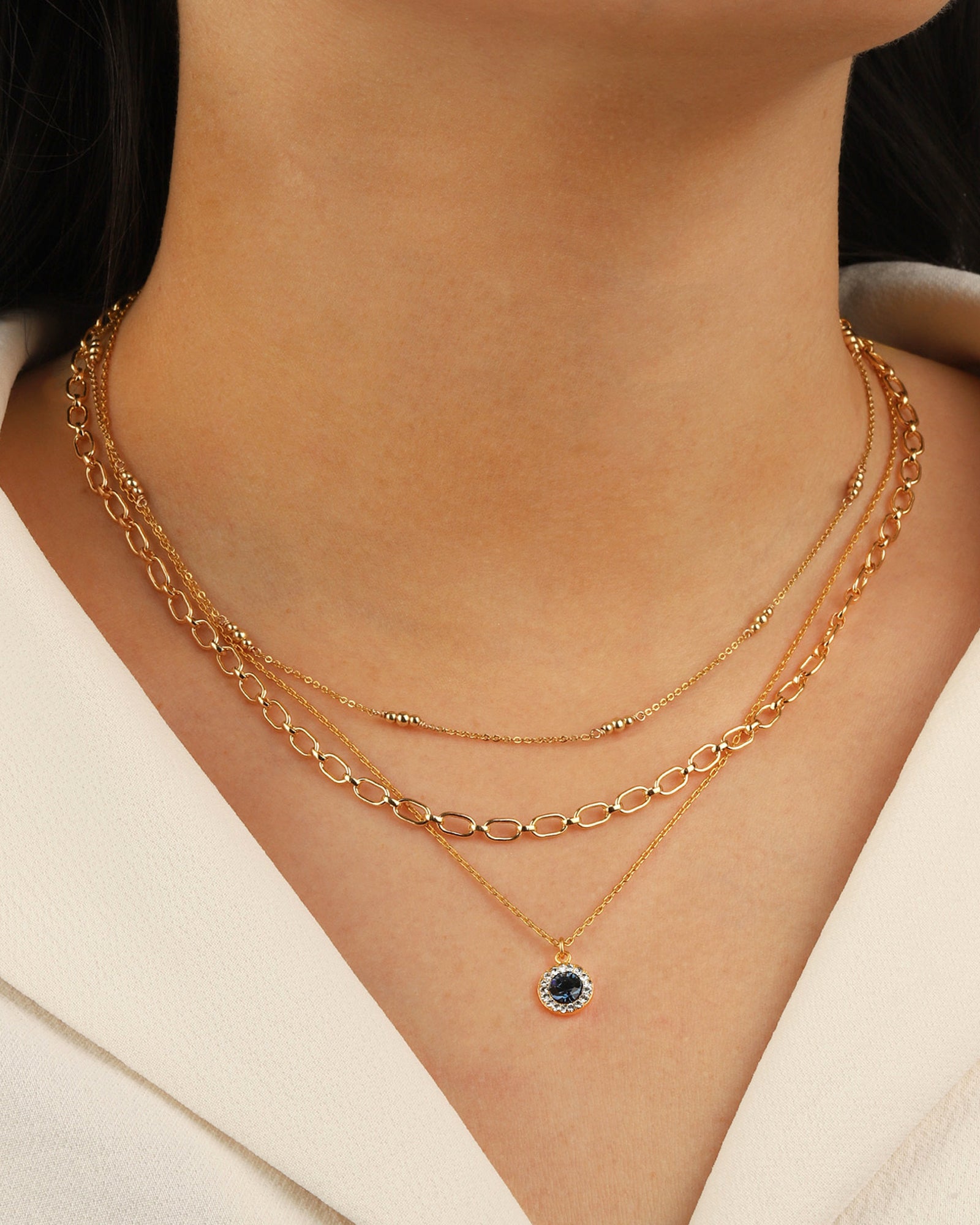 La Vie Parisienne-Round Pavé Halo Necklace-Necklaces-Blue Ruby Jewellery-Vancouver Canada