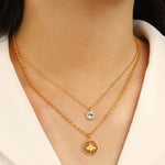 La Vie Parisienne-Round Pavé Halo Necklace-Necklaces-Blue Ruby Jewellery-Vancouver Canada