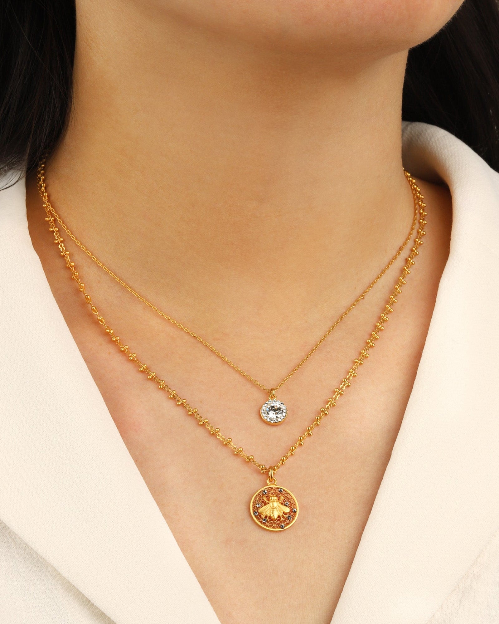 La Vie Parisienne-Round Pavé Halo Necklace-Necklaces-Blue Ruby Jewellery-Vancouver Canada