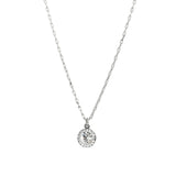 Round Pavé Halo Necklace Silver Plated, White Crystal