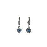Round Halo Hooks | 7mm Silver Plated, Midnight Crystal