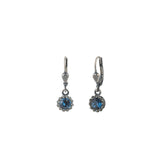 Round Halo Hooks | 7mm Silver Plated, Midnight Crystal