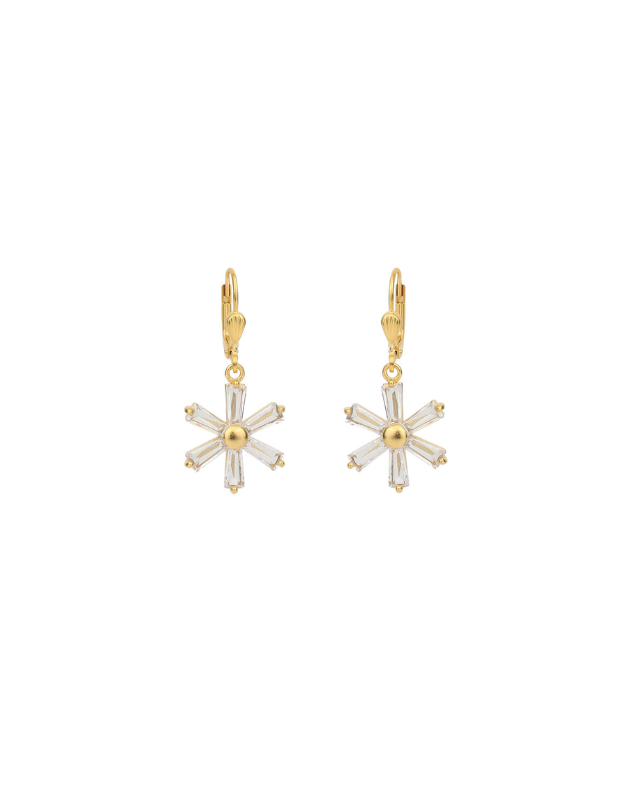 Crystal Star Hooks 14k Gold Plated, White Crystal
