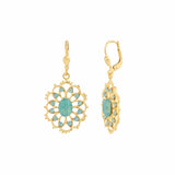 La Vie Parisienne-Oval Filigree Hooks-Earrings-14k Gold Plated, Pacific Opal Crystal-Blue Ruby Jewellery-Vancouver Canada