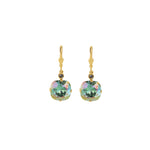 La Vie Parisienne-Round Crystal Hooks | 13mm-Earrings-14k Gold Plated, Smokey Sapphire Crystal-Blue Ruby Jewellery-Vancouver Canada