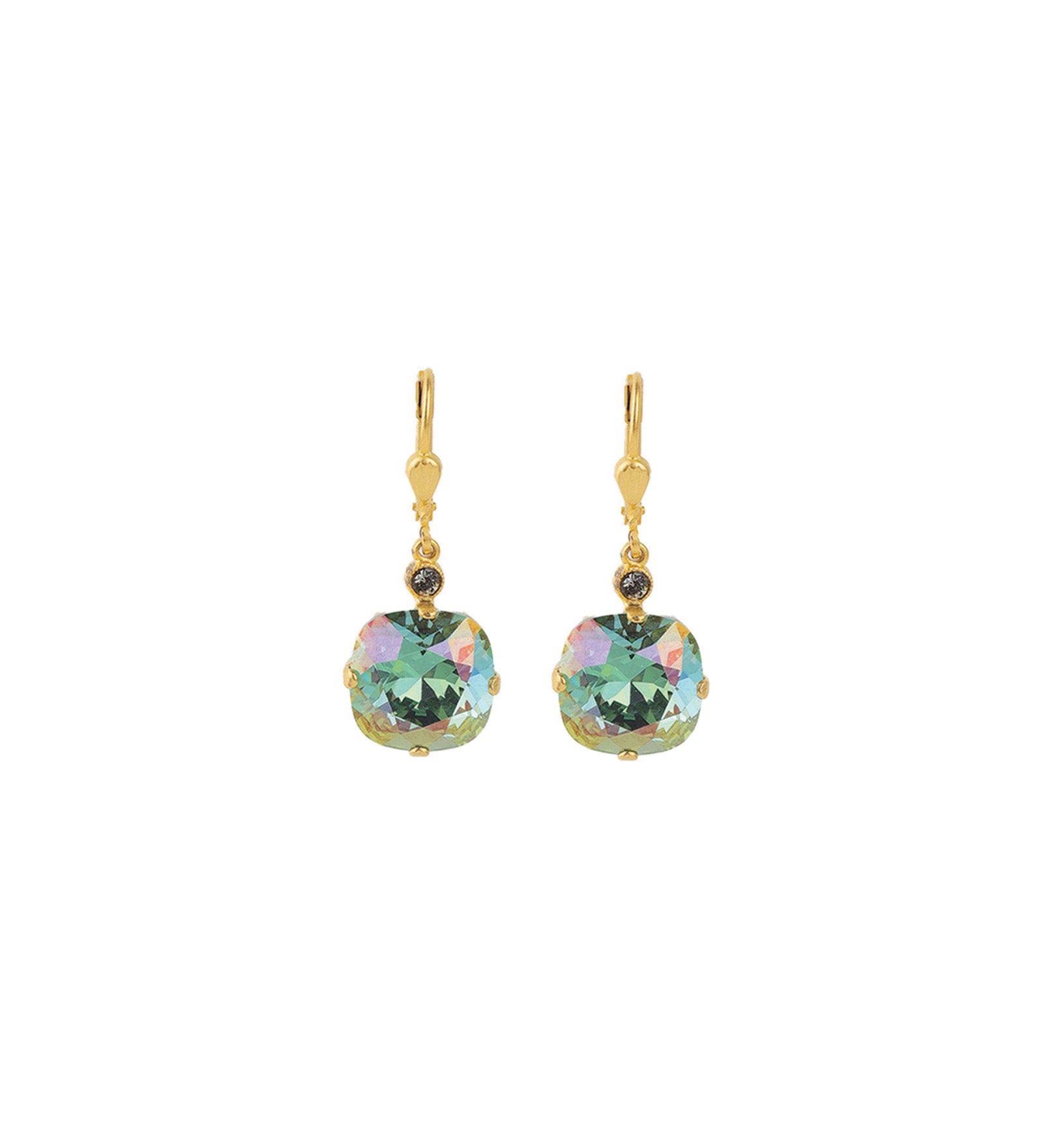 La Vie Parisienne-Round Crystal Hooks | 13mm-Earrings-14k Gold Plated, Smokey Sapphire Crystal-Blue Ruby Jewellery-Vancouver Canada