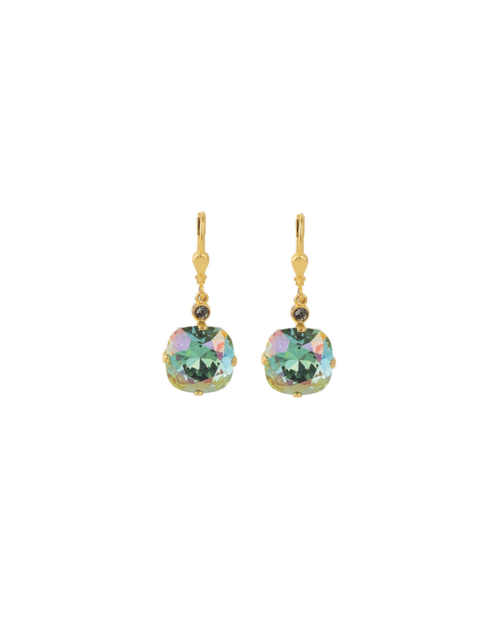 La Vie Parisienne-Round Crystal Hooks | 13mm-Earrings-14k Gold Plated, Smokey Sapphire Crystal-Blue Ruby Jewellery-Vancouver Canada