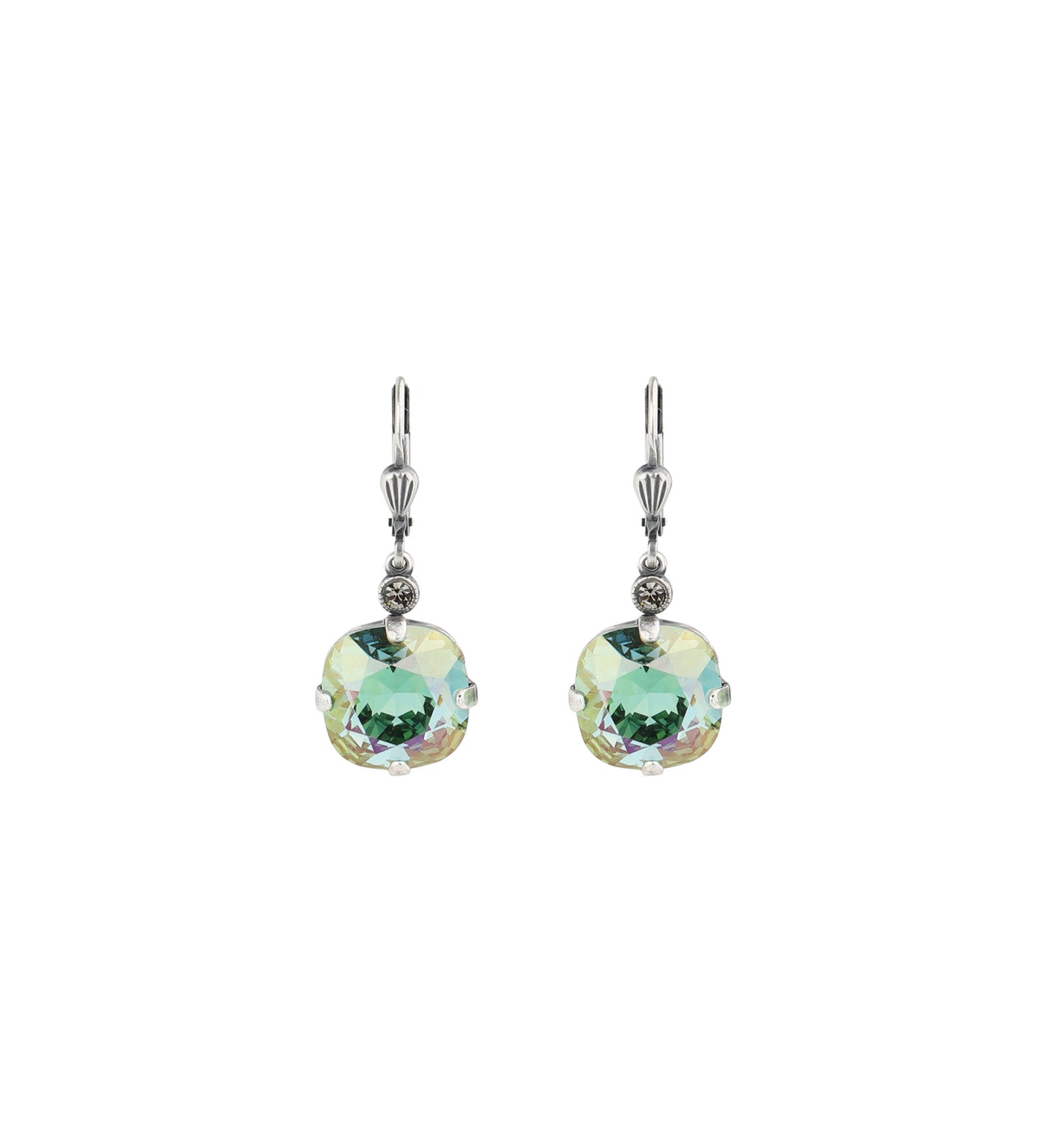 La Vie Parisienne-Round Crystal Hooks | 13mm-Earrings-Silver Plated, Smokey Sapphire Crystal-Blue Ruby Jewellery-Vancouver Canada