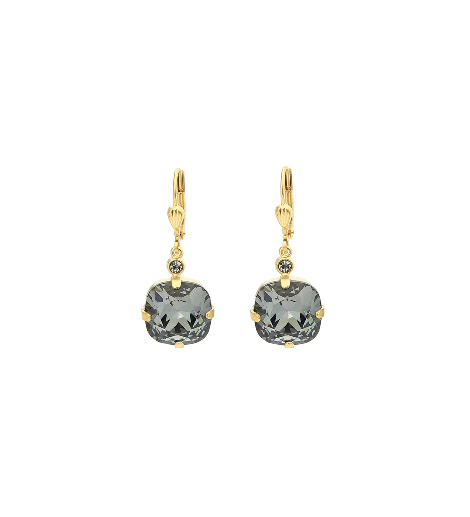 La Vie Parisienne-Round Crystal Hooks | 13mm-Earrings-14k Gold Plated, Silverlight Crystal-Blue Ruby Jewellery-Vancouver Canada