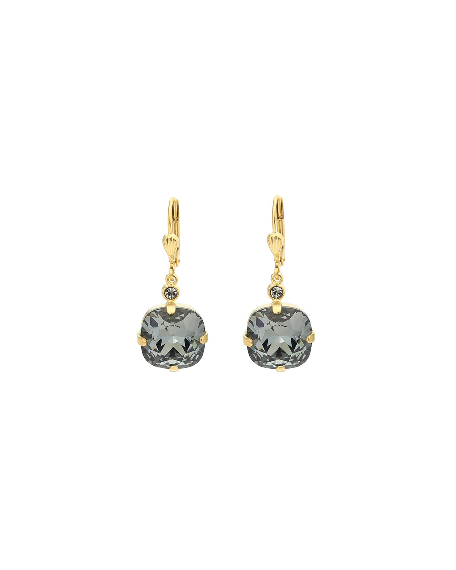 La Vie Parisienne-Round Crystal Hooks | 13mm-Earrings-14k Gold Plated, Silverlight Crystal-Blue Ruby Jewellery-Vancouver Canada