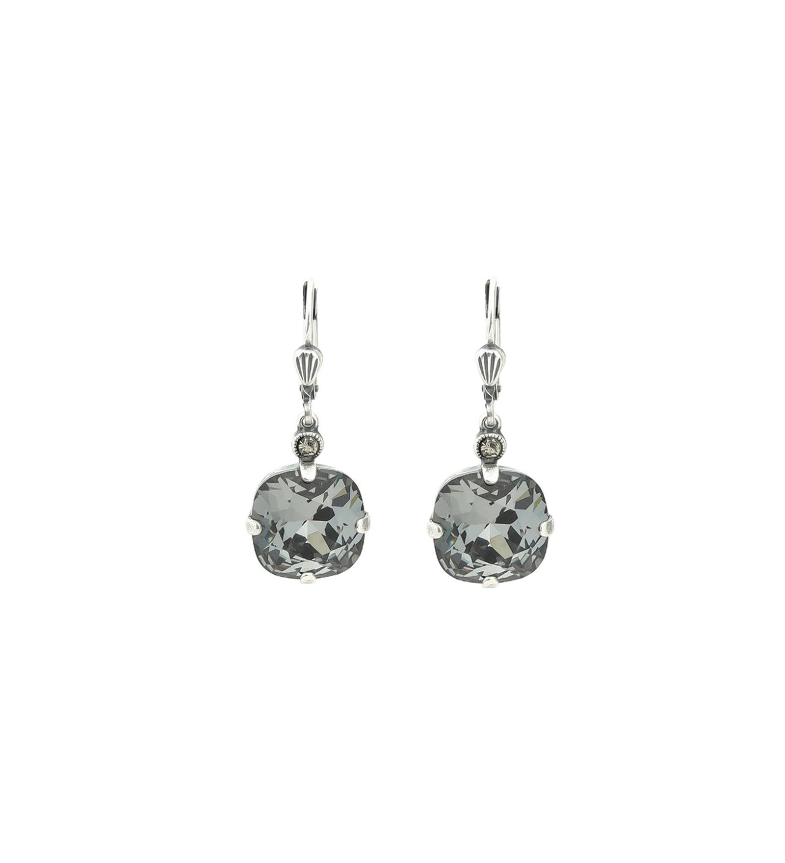 La Vie Parisienne-Round Crystal Hooks | 13mm-Earrings-Silver Plated, Silverlight Crystal-Blue Ruby Jewellery-Vancouver Canada