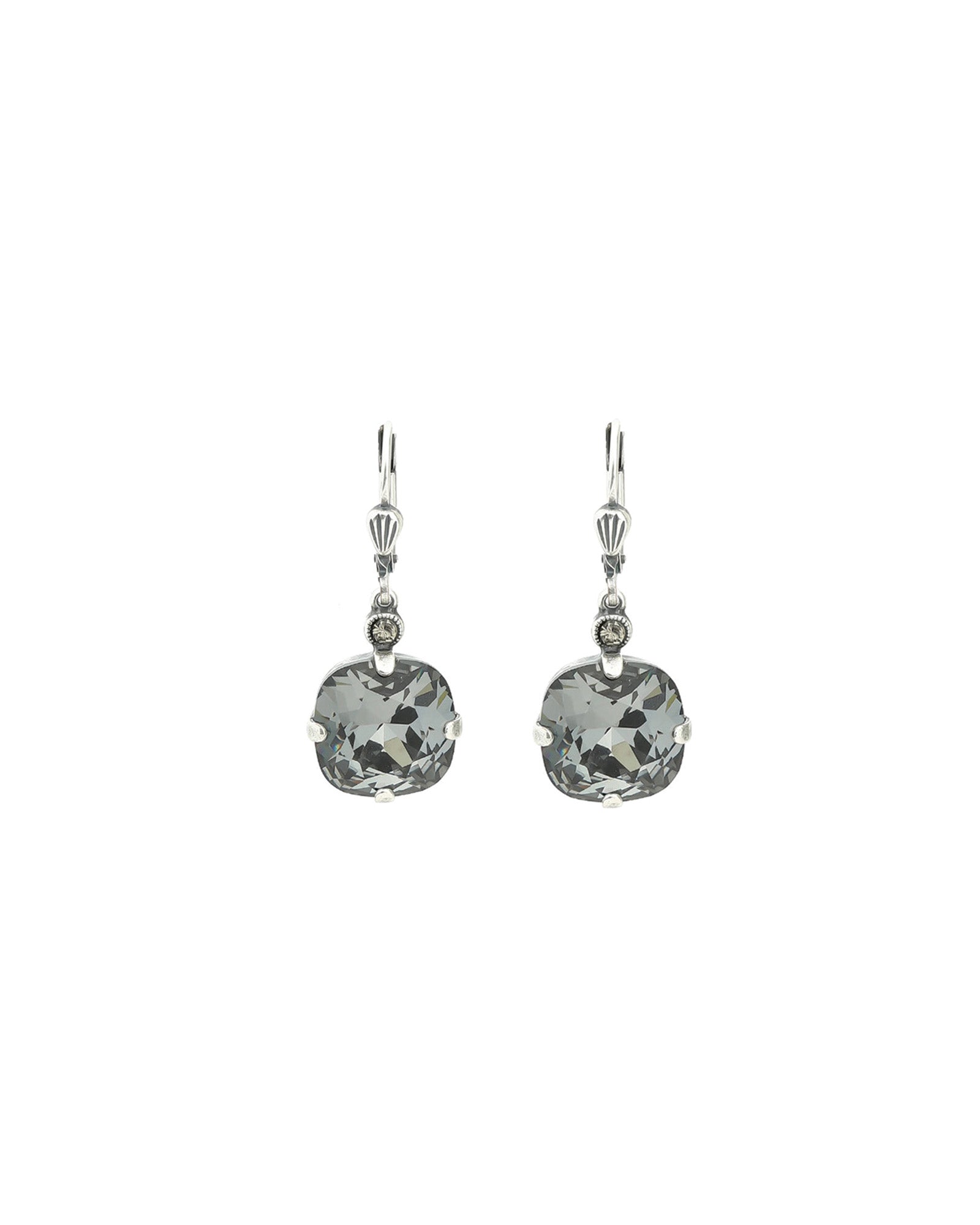 La Vie Parisienne-Round Crystal Hooks | 13mm-Earrings-Silver Plated, Silverlight Crystal-Blue Ruby Jewellery-Vancouver Canada