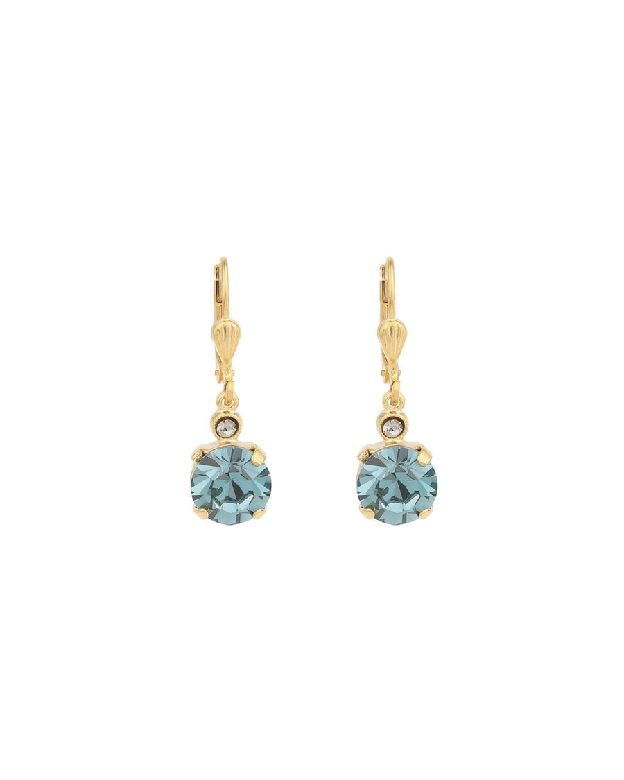 La Vie Parisienne-Round Crystal Hooks | 8mm-Earrings-14k Gold Plated, Indian Sapphire Crystal-Blue Ruby Jewellery-Vancouver Canada