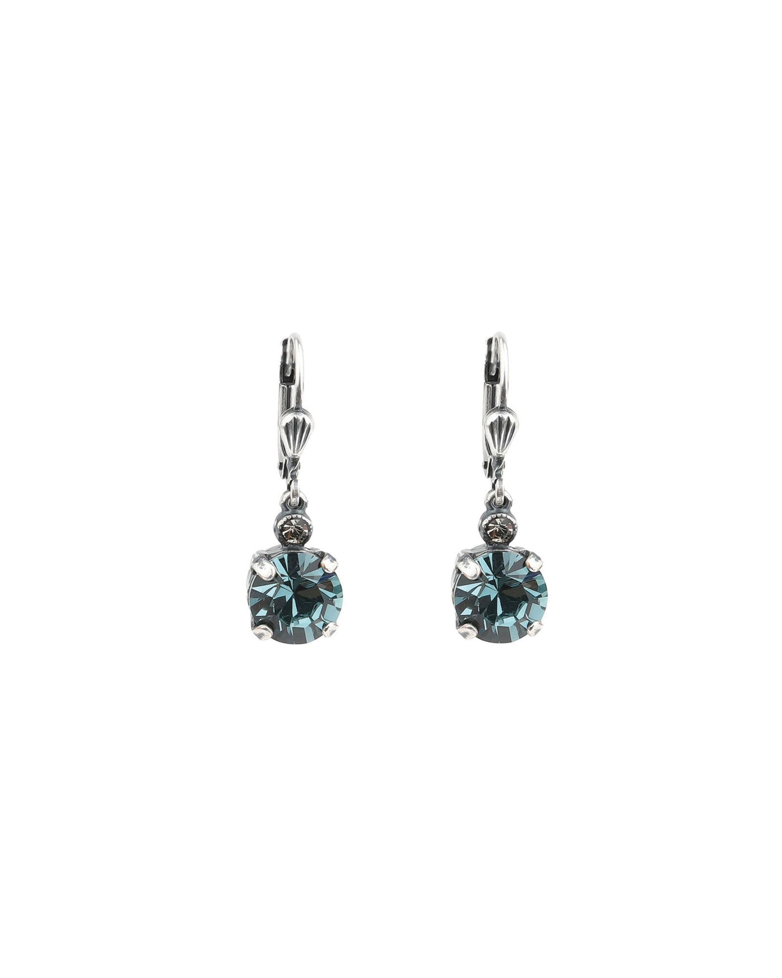 La Vie Parisienne-Round Crystal Hooks | 8mm-Earrings-Silver Plated, Indian Sapphire Crystal-Blue Ruby Jewellery-Vancouver Canada