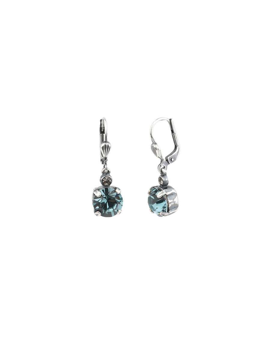 La Vie Parisienne-Round Crystal Hooks | 8mm-Earrings-Silver Plated, Indian Sapphire Crystal-Blue Ruby Jewellery-Vancouver Canada