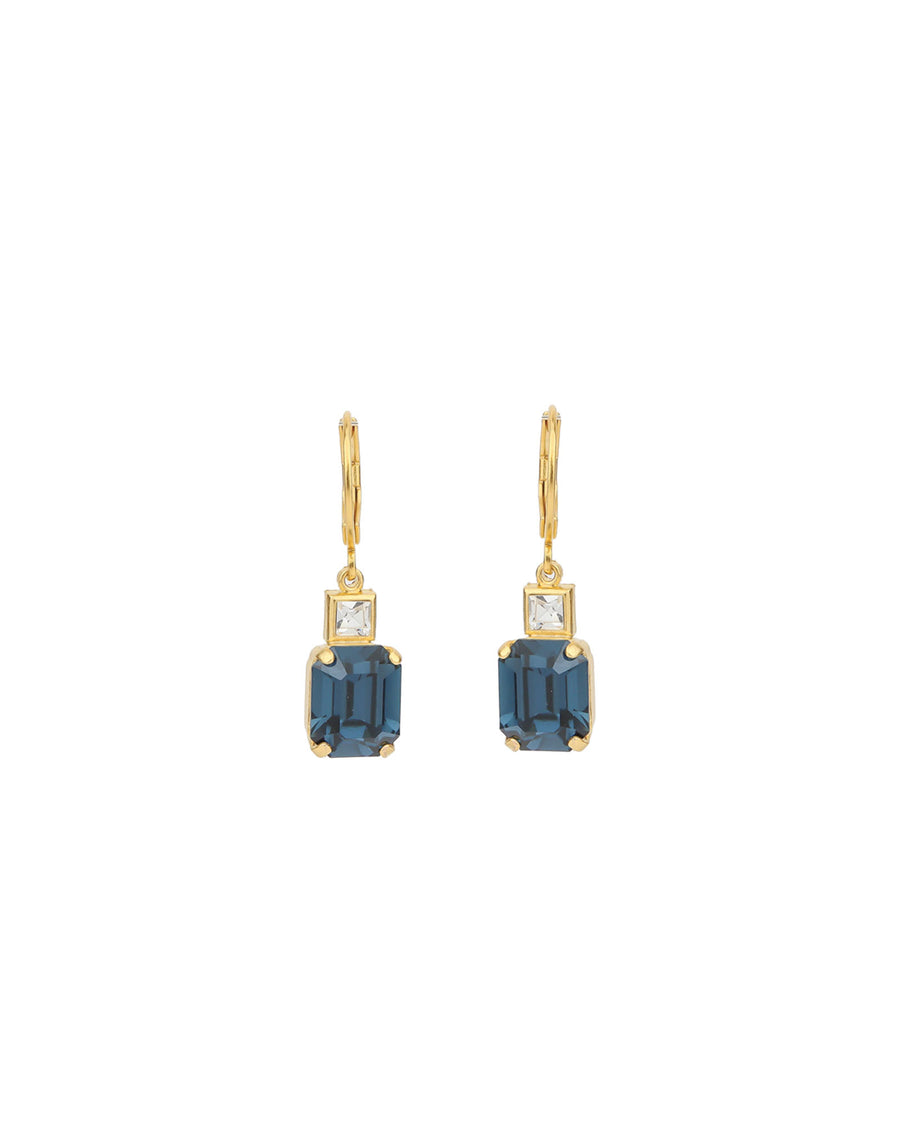 La Vie Parisienne-Rectangle Crystal Hooks-Earrings-14k Gold Plated, Midnight Crystal-Blue Ruby Jewellery-Vancouver Canada