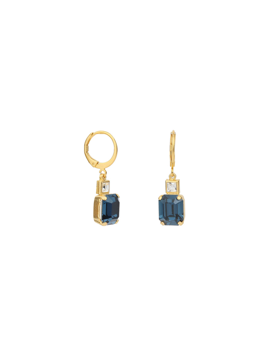 Rectangle Crystal Hooks 14k Gold Plated, Midnight Crystal