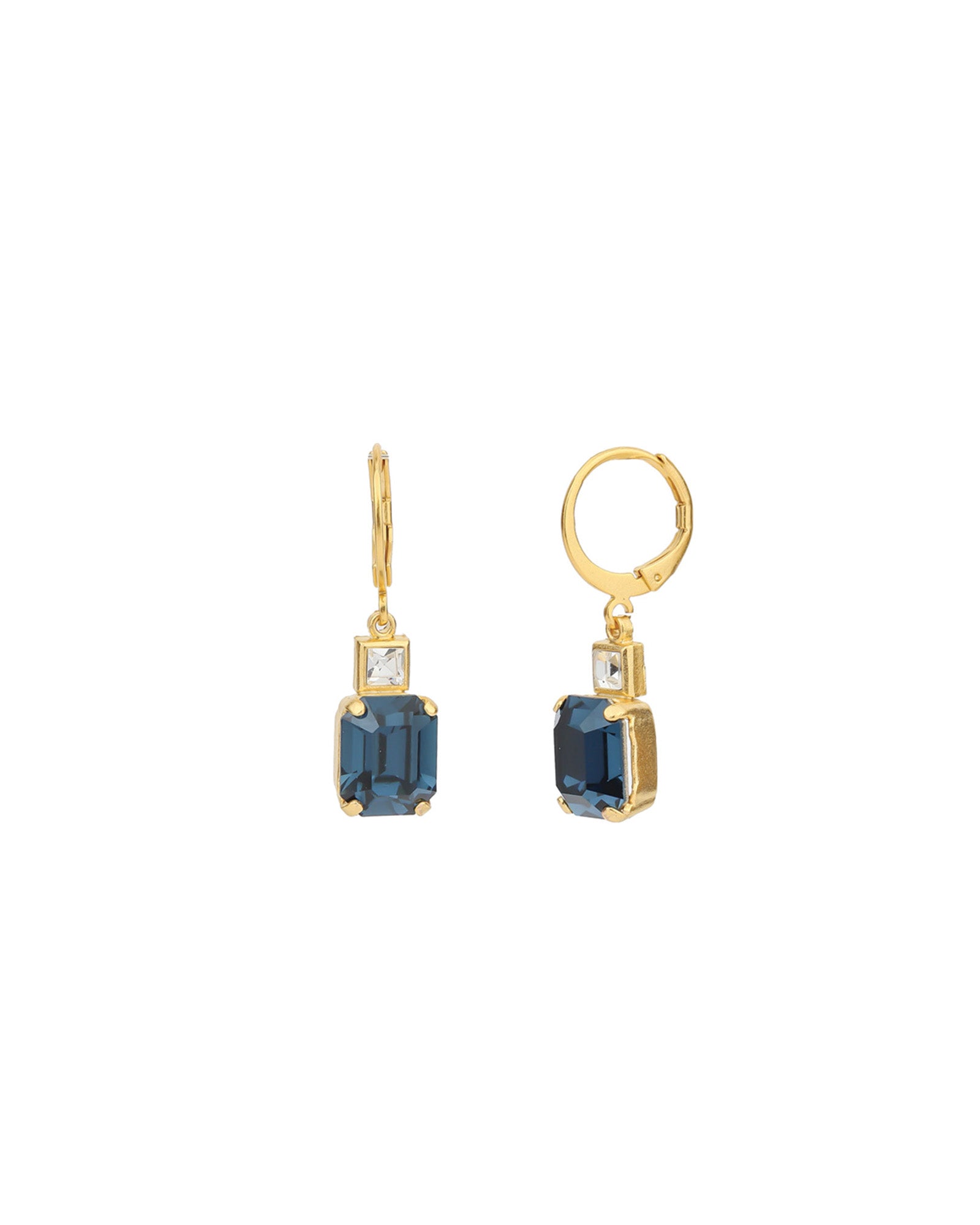 La Vie Parisienne-Rectangle Crystal Hooks-Earrings-Blue Ruby Jewellery-Vancouver Canada