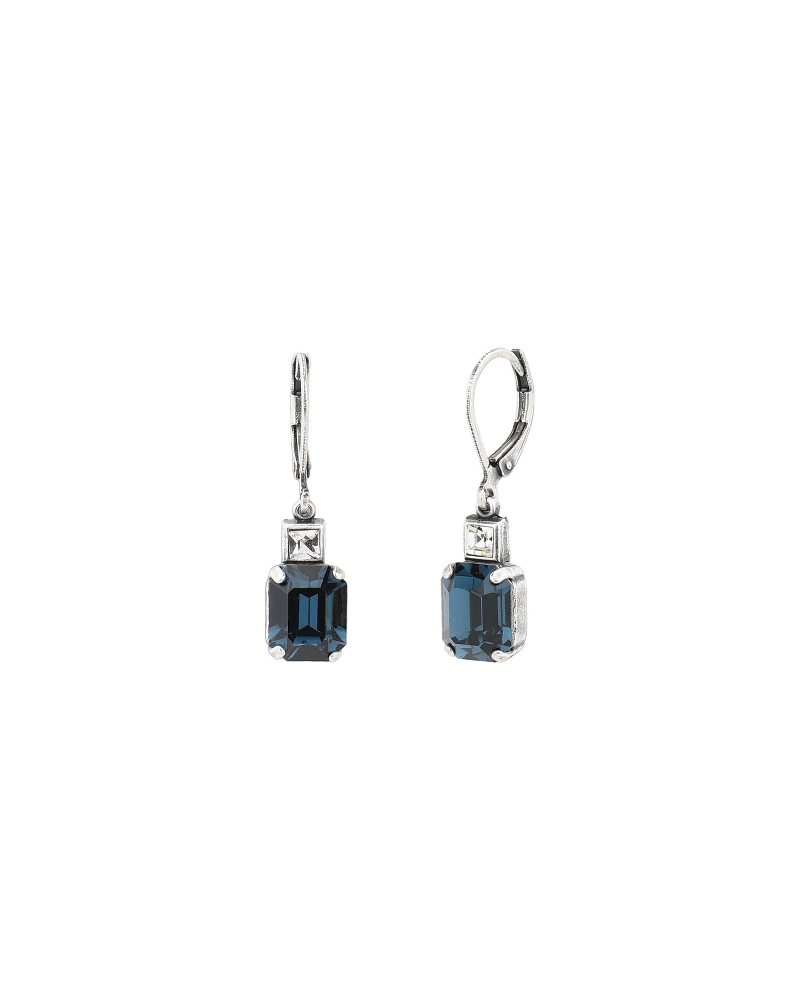 La Vie Parisienne-Rectangle Crystal Hooks-Earrings-Blue Ruby Jewellery-Vancouver Canada