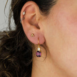 La Vie Parisienne-Rectangle Crystal Hooks-Earrings-14k Gold Plated, Amethyst Crystal-Blue Ruby Jewellery-Vancouver Canada