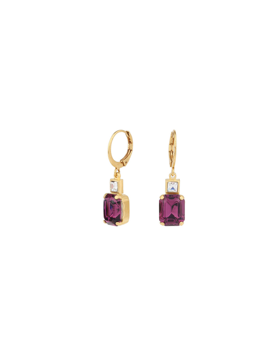 Rectangle Crystal Hooks 14k Gold Plated, Amethyst Crystal