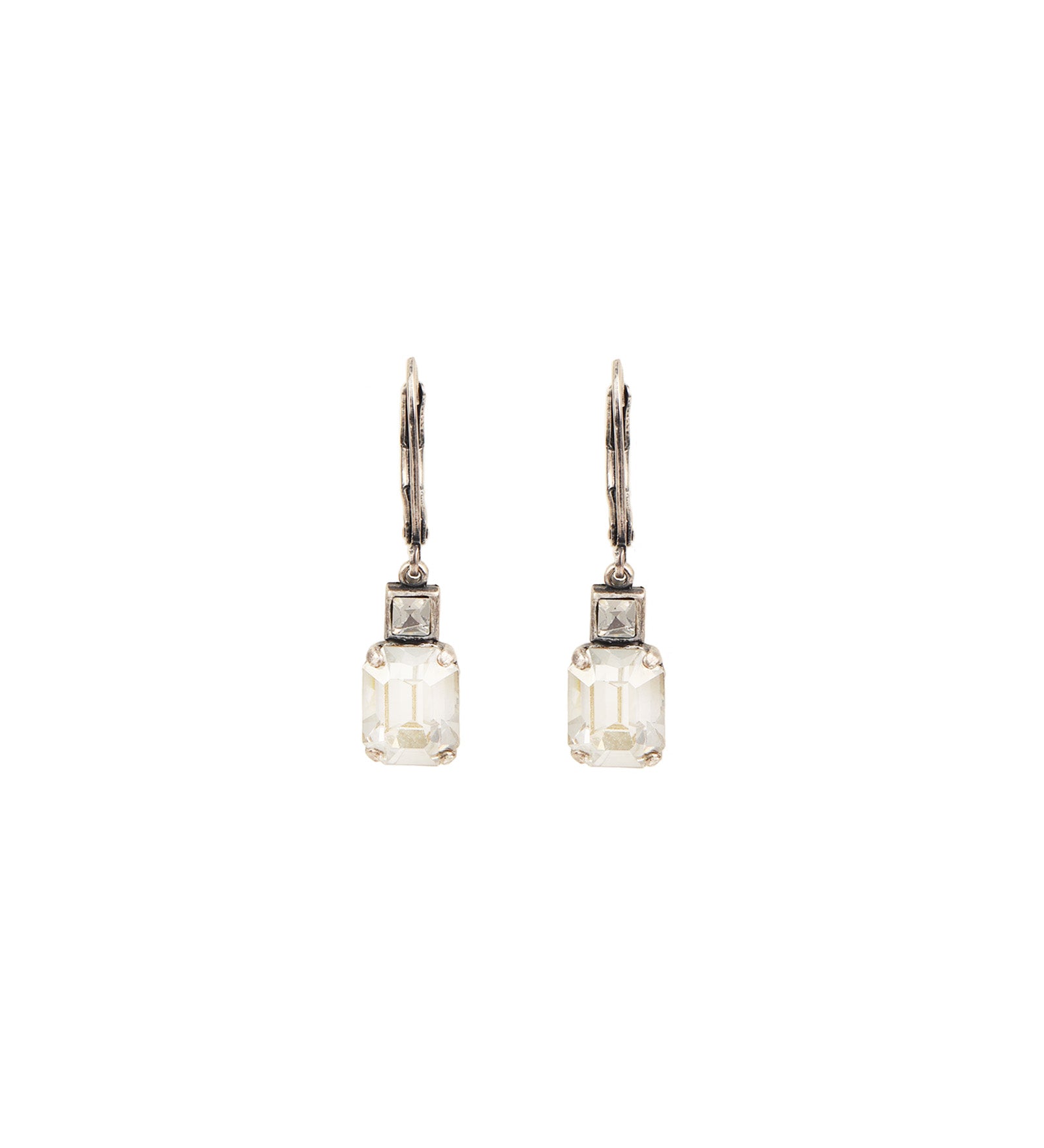 La Vie Parisienne-Rectangle Crystal Hooks-Earrings-Blue Ruby Jewellery-Vancouver Canada