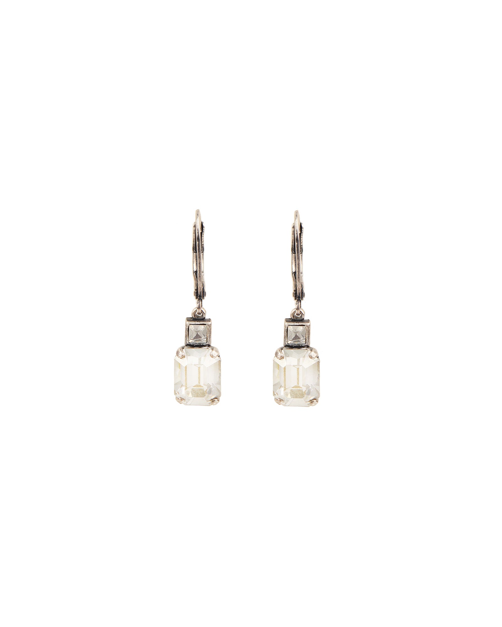 La Vie Parisienne-Rectangle Crystal Hooks-Earrings-Blue Ruby Jewellery-Vancouver Canada