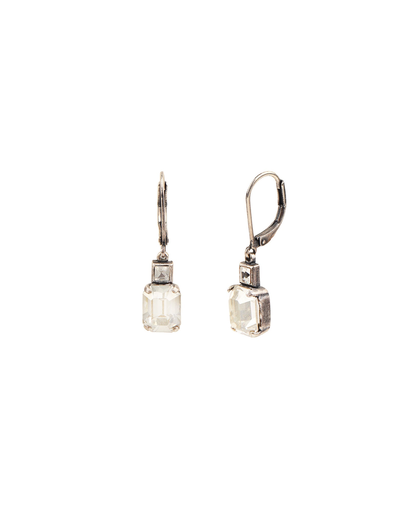 La Vie Parisienne-Rectangle Crystal Hooks-Earrings-Blue Ruby Jewellery-Vancouver Canada