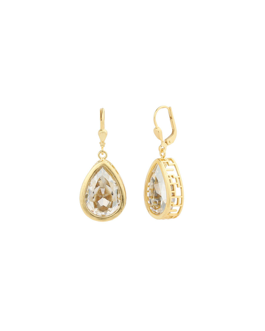 La Vie Parisienne-Large Teardrop Bezel Hooks-Earrings-14k Gold Plated, Shade Crystal-Blue Ruby Jewellery-Vancouver Canada