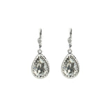 La Vie Parisienne-Filigree Bezel Teardrop Hooks-Earrings-Silver Plated, Shade Crystal-Blue Ruby Jewellery-Vancouver Canada