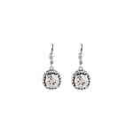 La Vie Parisienne-Dot Bezel Round Crystal Hooks-Earrings-Silver Plated, Shade Crystal-Blue Ruby Jewellery-Vancouver Canada
