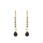 La Vie Parisienne-Crystal Chain Teardrop Hooks-Earrings-14k Gold Plated, Black Crystal-Blue Ruby Jewellery-Vancouver Canada