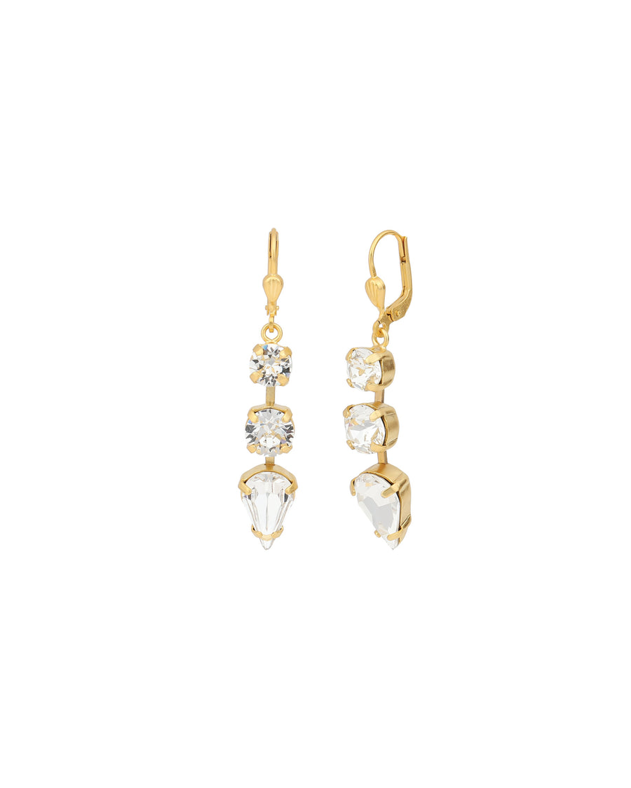 3 Mix Crystal Drop Hooks 14k Gold Plated, White Crystal