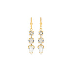 La Vie Parisienne-3 Mix Crystal Drop Hooks-Earrings-14k Gold Plated, White Crystal-Blue Ruby Jewellery-Vancouver Canada