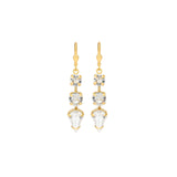 La Vie Parisienne-3 Mix Crystal Drop Hooks-Earrings-14k Gold Plated, White Crystal-Blue Ruby Jewellery-Vancouver Canada