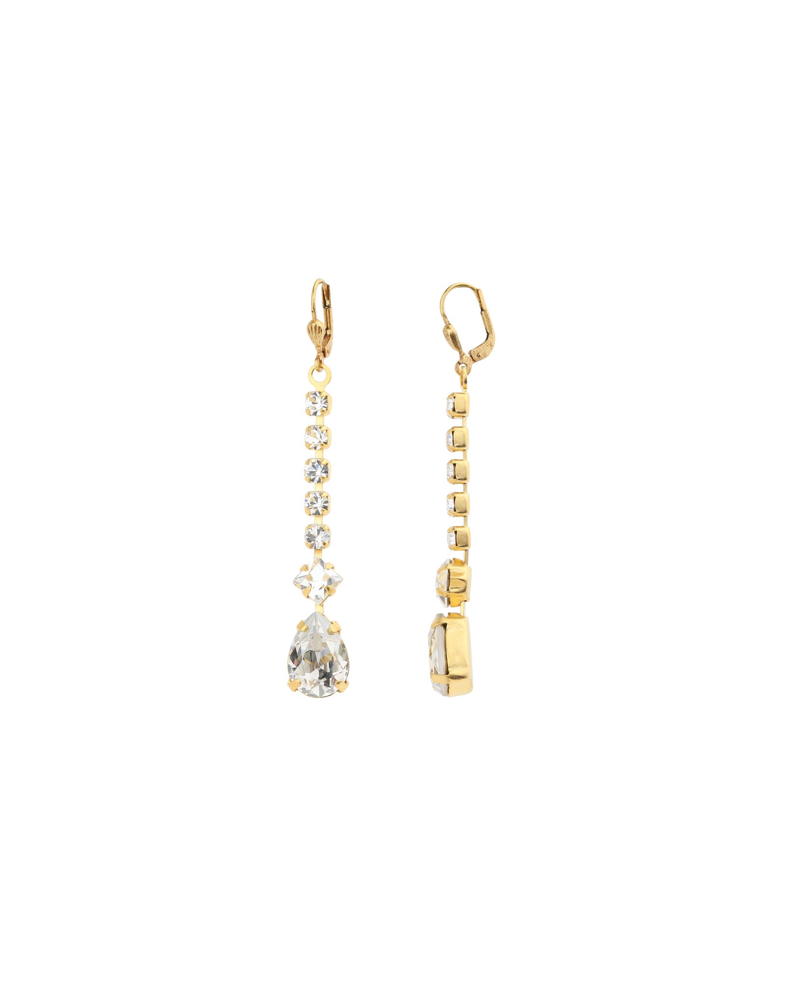 Crystal Chain Teardrop Hooks 14k Gold Plated, Shade Crystal