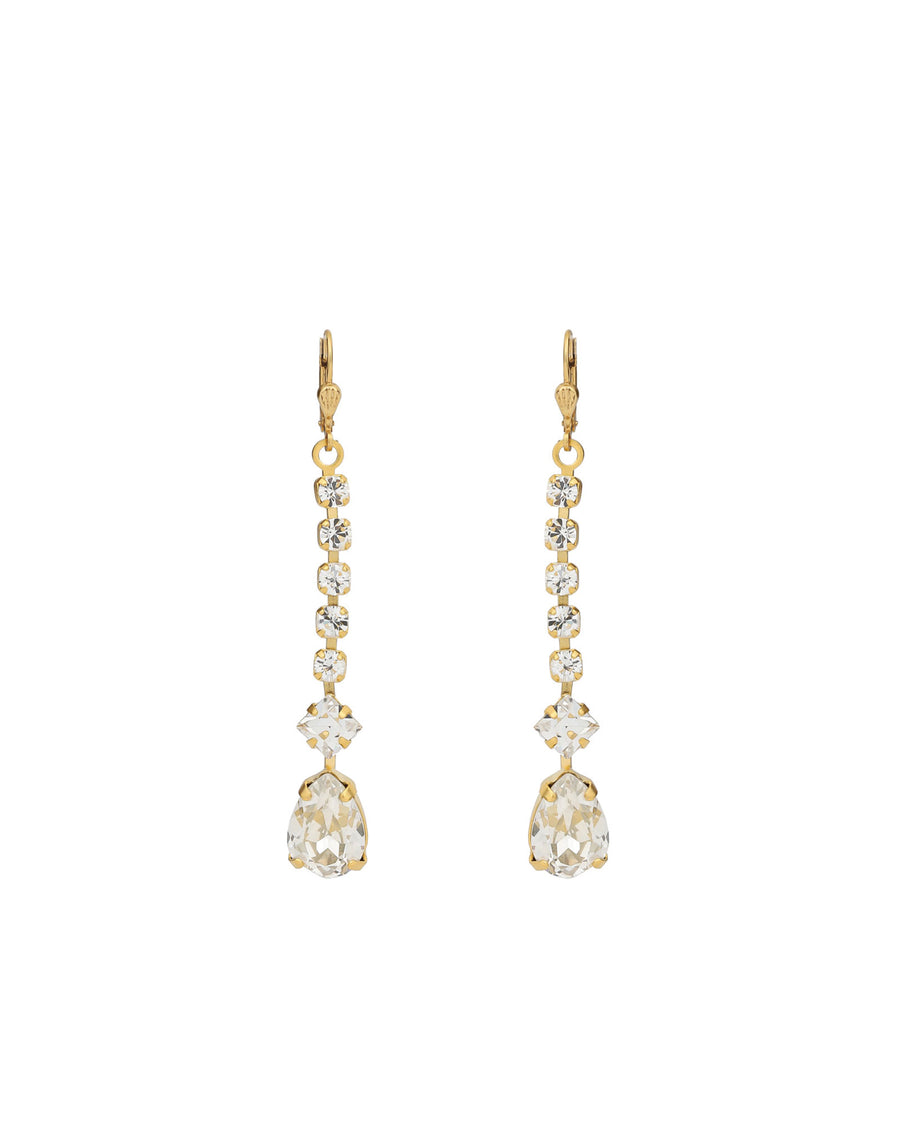 La Vie Parisienne-Crystal Chain Teardrop Hooks-Earrings-14k Gold Plated, Shade Crystal-Blue Ruby Jewellery-Vancouver Canada